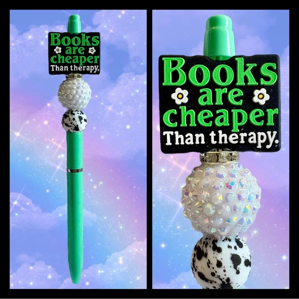 Books Are Cheaper Than Therapy Custom Ink Pen - Book Lover Reader